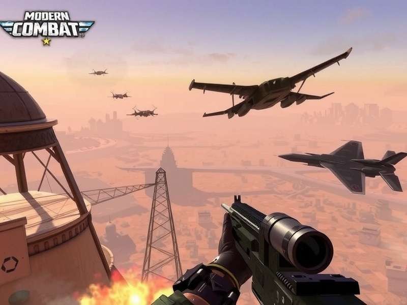 Modern Combat 5 intense futuristic warfare scene with soldiers and advanced weapons