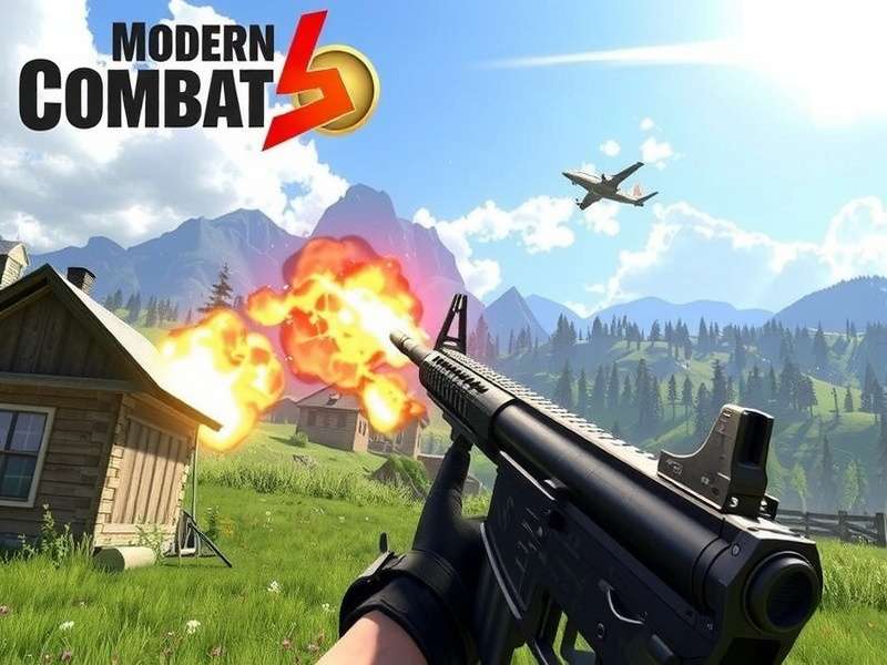 Modern Combat 5 Battle Royale intense action scene showing soldier in urban warfare