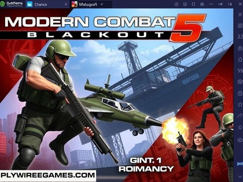Modern Combat 5 Blackout gameplay screenshot showing intense firefight