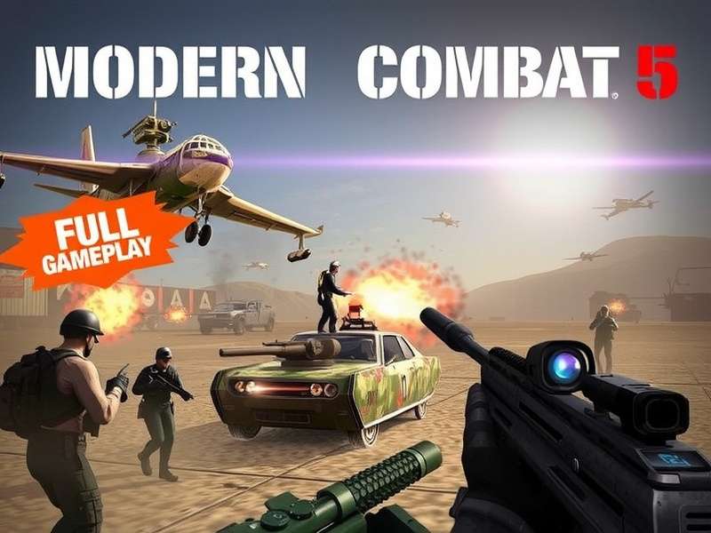 Modern Combat 5 gameplay screenshot showing intense firefight in urban environment