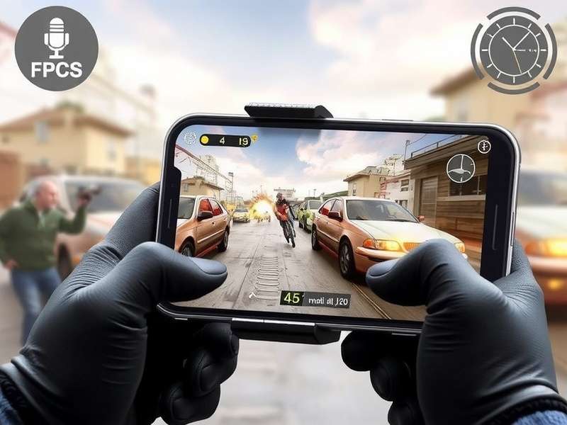 Gamer using a mobile phone with a Bluetooth controller playing Modern Combat 5