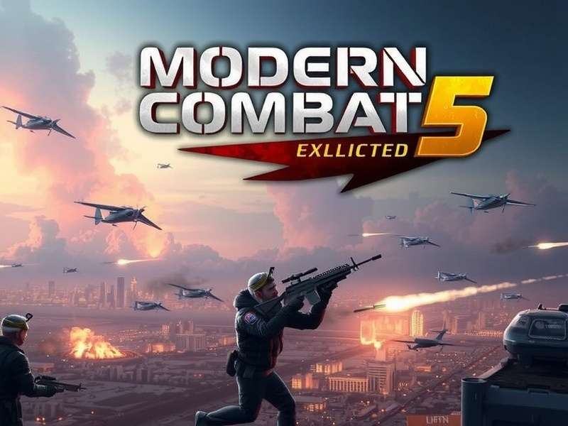 Modern Combat 5 Steam gameplay screenshot showcasing intense firefight in urban environment