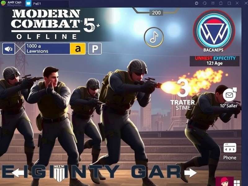 Comparison infographic showing Modern Combat 5 offline vs online features