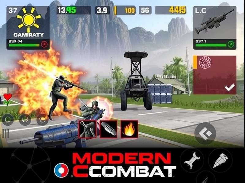 Modern Combat 5 Mod APK Gameplay Screenshot showing intense multiplayer action