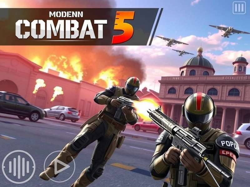 Modern Combat 5 Mobile FPS Multiplayer intense gameplay screenshot showing team combat