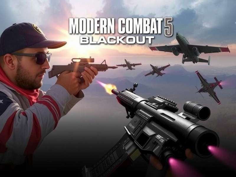 Modern Combat 5 Blackout gameplay screenshot showing offline and online modes comparison