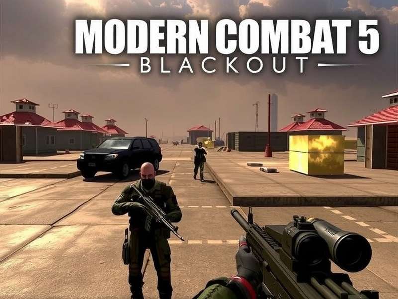 Modern Combat 5 Blackout PC Gameplay action screenshot showing intense firefight