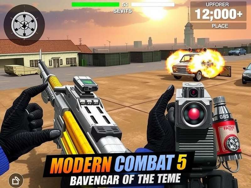 Modern Combat 5 Mobile FPS gameplay action screenshot showing intense firefight