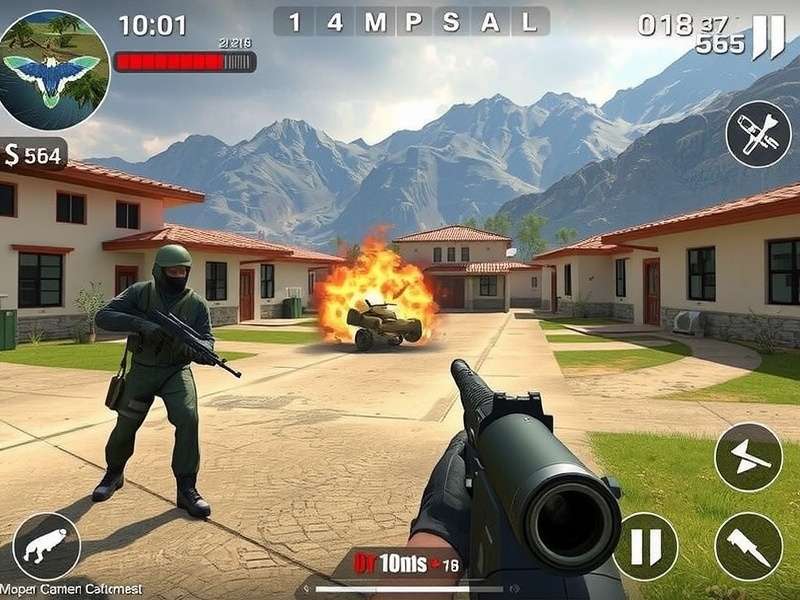 Modern Combat 5 Mobile FPS Gameplay action scene with soldiers and explosions